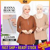 COD DSFERTRETRE KM Muslimah Hanna Zipper Peplum Fashion Blouse Top Baju Wanita Modern Muslim [B22378]