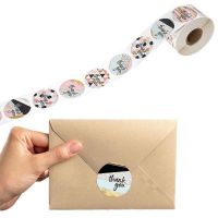 kuku❤ 500pcsroll 8 Designs Thank You Stickers Handmade Scrapbooking Gift Packaging