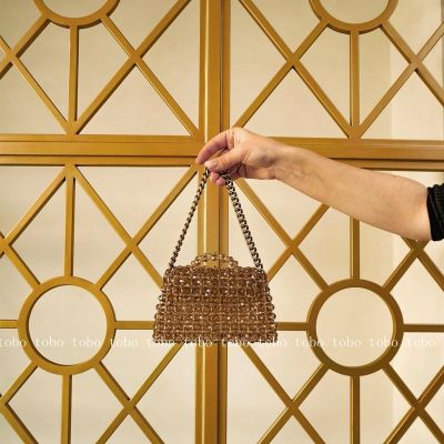 Customized Bead Fashionable Purses Handmade Designer Handbags High Quality Two Metal Chains Pearl Crossbody Bag Luxury Bags