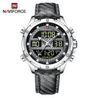 NAVIFORCE Men Casual Watch Waterproof 2023 Multifunction Digital Leather Watches Quartz Luminous Wristwatch Original Brand