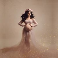 【DT】hot！ Maternity Photoshoot Woman Tulle Skirt Pregnancy Photography Sets Baby Shower Gown