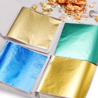 ₪◘✾ 100Sheets Imitation Gold Foil Paper Leaf Gilding Epoxy Resin Fillings for DIY Epoxy Resin Mold Crafts Nail Art Home Decorations