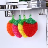 Glitter Star Shop Cute Strawberry Dish Towel Creative Handmade Crochet Dish Cloth Scouring Pad Bowl Pot Brush Kitchen Tools