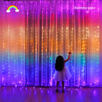 300LED Rainbow Curtain String Lights USB Waterproof Fairy Lights 8 Modes Remote Garland Lamp for OutdoorIndoor Decorations