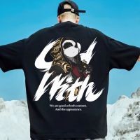 Chinese style Panda heroes trend Hip-hop element style Popular couples in Europe and America wear series T-shirts Cotton