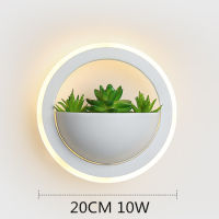 New LED Wall Lamp Round Acrylic Led Wall Lights Simulated Green Plants AC110~220V 10W For Hallway Porch Balcony Led Wall Sconce