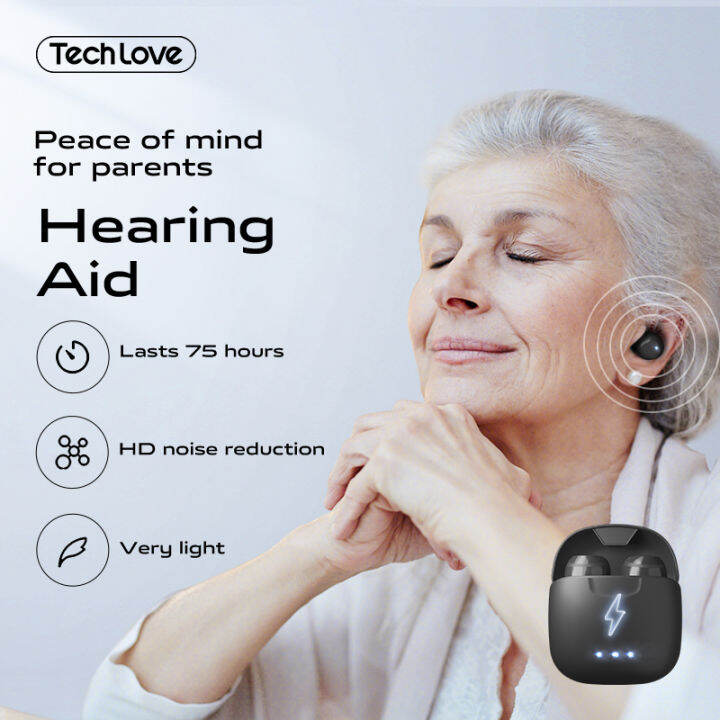 Tech Love Rechargeable Digital Hearing Aids Sound Amplifiers Wireless