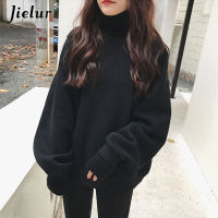 Jielur Korean Style Oversized Hoodies Female Winter False Two Pieces Turtleneck Womens Sweatshirt Loose Thick Fleece Pullovers