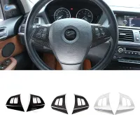 【LZ】 For BMW X5 E70 2008 2009 2010 - 2013 Car Carbon Fiber Style Interior Steering Wheel Switch Button Frame Cover Replacement Trim