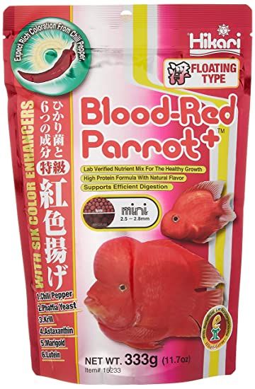 hikari-blood-red-parrot-อาหารปลานกแก้ว-เร่งสีแดงเป็นพิเศษ-ย่อยง่าย-ขนาด-333-กรัม-เม็ดเล็ก