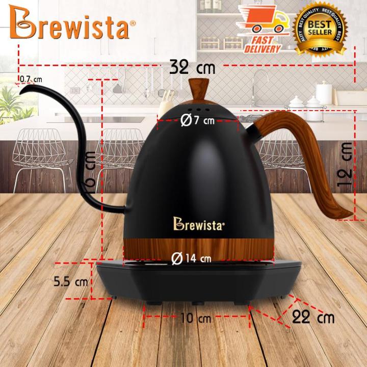 brewista-drip-kettle-กาดริปกาแฟ-กาชงกาแฟ-กา-อุปกรณ์ดริป-กาแฟ-600-ml-พร้อม-เตาไฟฟ้า-เตาทำความร้อน-สีดำ