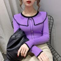 2020 fallwinter new doll collar knit sweater button pullover womens fashion inner look thinner bottoming top sweater