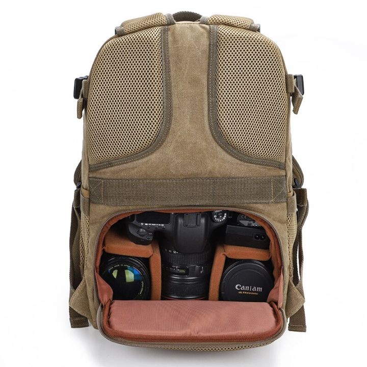 กระเป๋าเป้สะพายหลัง-j76กล้องกระเป๋าผ้าใบกันน้ำย้อนยุคสำหรับผู้ชายทรงพอดีตัว15-4in-เดินทางแล็ปท็อปลำลองเคสใส่-dslr