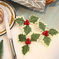 【hot】❅▼♦  10/20/30Pcs Artificial Leaves Fake Holly Berries Little Fruits Stamen Wreath Wedding De