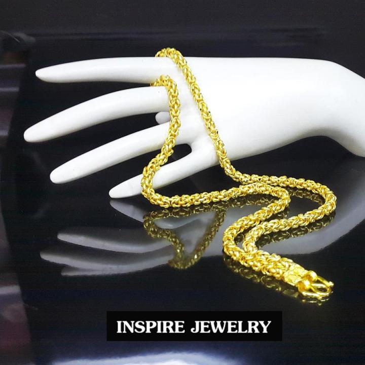 inspire-jewelry-สร้อยคอทองลายมีนา-แบบร้านทอง-ขนาดสามบาท-ยาว-24-นิ้ว-งานปราณีต-สวยงาม