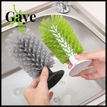 HOKY Cup Scrubber Glass Cleaner Bottles Brush Sink Kitchen Accessories 2 in  1 Drink Mug Wine Suction Cup Cleaning Brush Gadgets