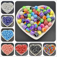 6mm 8mm 10mm Round Spacer Beads Charms Resin Stripe Loose Spacer Beads For Jewelry Making DIY Bracelet Necklace Accessories