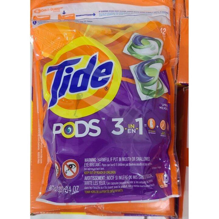 [Hot sales]☃۞ 42 count Tide PODS Liquid Laundry Detergent Pacs Spring