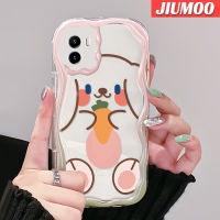 เคส JIUMOO สำหรับ VIVO Y15s Y15a Y01เคส Y02s การ์ตูนน่ารักยิ้มโชคดีเนื้อครีมกระต่ายขอบนุ่มเคสมือถือกันกระแทกแบบใสสร้างสรรค์เคสซิลิกาเจลฝาครอบป้องกันโปร่งใสลายกล้องถ่ายรูป