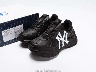 รองเท้าMLB BIG BALL CHUNKY A SNEAKERS BLACK SIZE.36-42 รองเท้าผ้าใบ รองเท้าเพิ่มความสูง รองเท้าแฟชั่น รองเท้าลำลอง ยืดเกาะได้ดี (มีเก็บปลายทาง) [01]