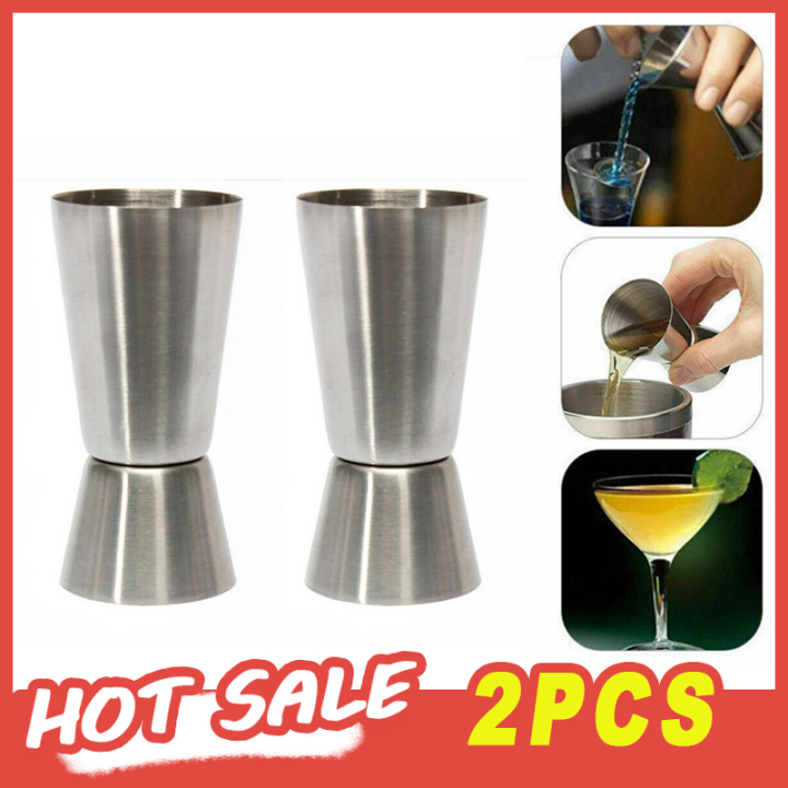 Stainless Steel Cocktail Shaker Measure Cup Dual Shot Drink Spirit