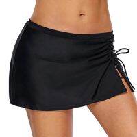 FN946N Women Skirted Swim Bottom with Built-In Briefs High Waisted Split Sporty Drawstring Swim Skirt плавки женские пляжные