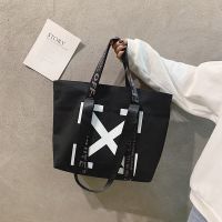Women Simple Canvas Tote Bag Outdoor Large Capacity Shopping Handbag Lady Black White Shoulder Bag Female Messenger Travel Bag