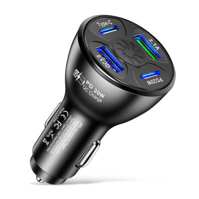 Usb Car Charger 20W Pd Qc3.0 Type 3.1a 2usb Fast Charging Adapter Multi-Port Charger