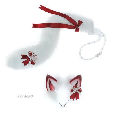 [Fenteer1] Faux Fur Ears and Tail ear Headband and Faux tail for Props