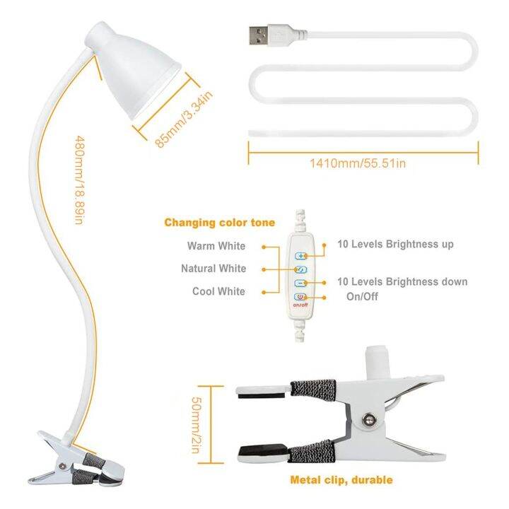 หลอดไฟ-led-แบบคลิปหนีบเพื่อการป้องกันดวงตาในห้องนอนโคมไฟโต๊ะแบบคลิป-usb-โคมไฟอ่านหนังสือไฟลบเงา-led-สำหรับการเรียนรู้ขนาด8-5ซม