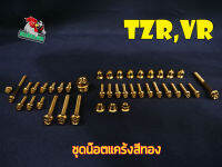 น๊อตแคร้งชุดใหญ่ VR , TZR หัวเจาะดาว  สีทอง 40 ตัว