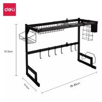 ครัวอ่างล้างจานวางจานวางชั้นวางมัลติฟังก์ชั่ชั้นวางจานชามจานวางจานบนอ่างล้างจาน  deli-VS704-BK-sink-rack-one-layer-adjustable