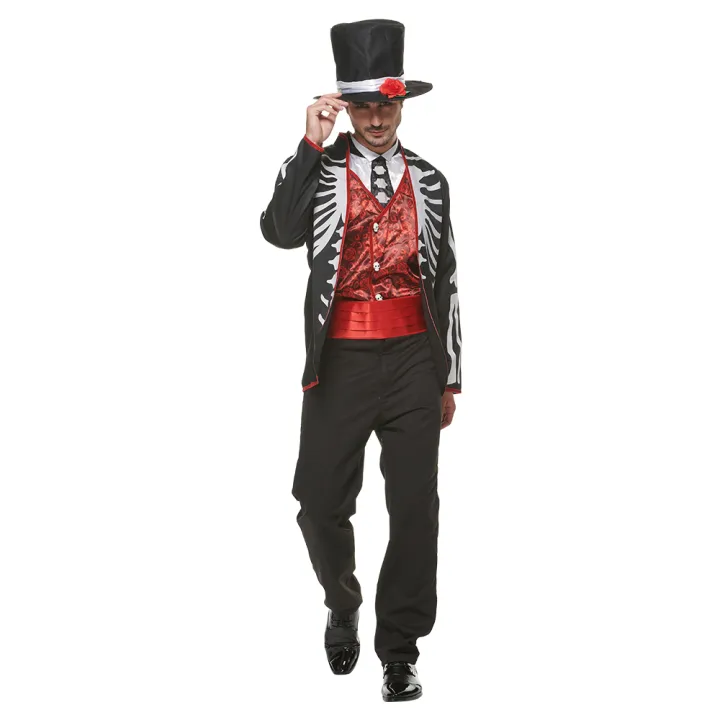 Men's skeleton Halloween Costume Adult Mexican Senor Bones Outfits On ...