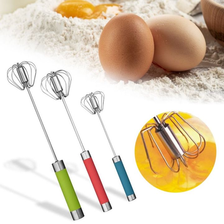 Kitchen Egg Whisk Hand Push Egg Beater Stainless Steel Blender Mixer Tool