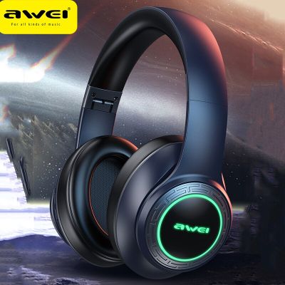 ZZOOI Awei A300BL Wireless Bluetooth 5.3 Headphones With Mic Sports Gaming Super Deal Colorful Light Headset HiFi Stereo Earphones