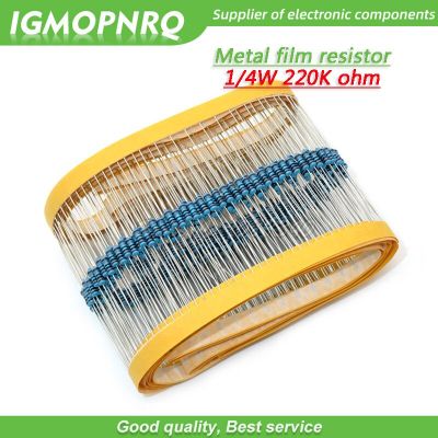 100pcs Metal film resistor Five color ring Weaving 1/4W 0.25W 1% 220K 220K ohm 220Kohm