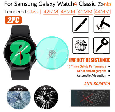 Zenia ฟิล์มป้องกันแบบเต็มหน้าจอ,2ชิ้น HD เต็มขอบโค้งฟิล์มป้องกันสำหรับ Samsung Galaxy Watch 4 Classic LTE Bluetooth 40mm 42mm 44mm 46mm Watch4 สมาร์ทวอทช์9H กันลายนิ้วมือป้องกันการระเบิดอุปกรณ์เสริมเพื่อความปลอดภัยป้องกันรอยขีดข่วนป้องกันการกระแทก