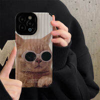 เคสโทรศัพท์เป็นคู่แมวแว่นกันแดดสำหรับ iPhone 14/13/12/11 Pro Max 12 13 Mini 6 6S 7 8 Plus X XR XS Max เคสโทรศัพท์แบบนิ่มกันกระแทกผิวนอกโทรศัพท์พร้อมเลนส์คลุมทั้งหมดฝาครอบป้องกันกล้อง