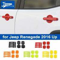 JIDIXIAN ABS สติกเกอร์ปิดตกแต่งที่จับทรงโบว์ประตูด้านข้างรถสำหรับ Jeep Renegade 2016 2017 2018 2019 2020 2021 2022 2023ขึ้น