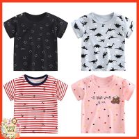 COD DDDGRYTRY พร้อมส่ง เสื้อยืดคอกลม แขนสั้น ผ้าฝ้าย 100 ลายการ์ตูนไดโนเสาร์ สมอเรือ สําหรับเด็กผู้ชาย ผู้หญิง 1-6 ปี