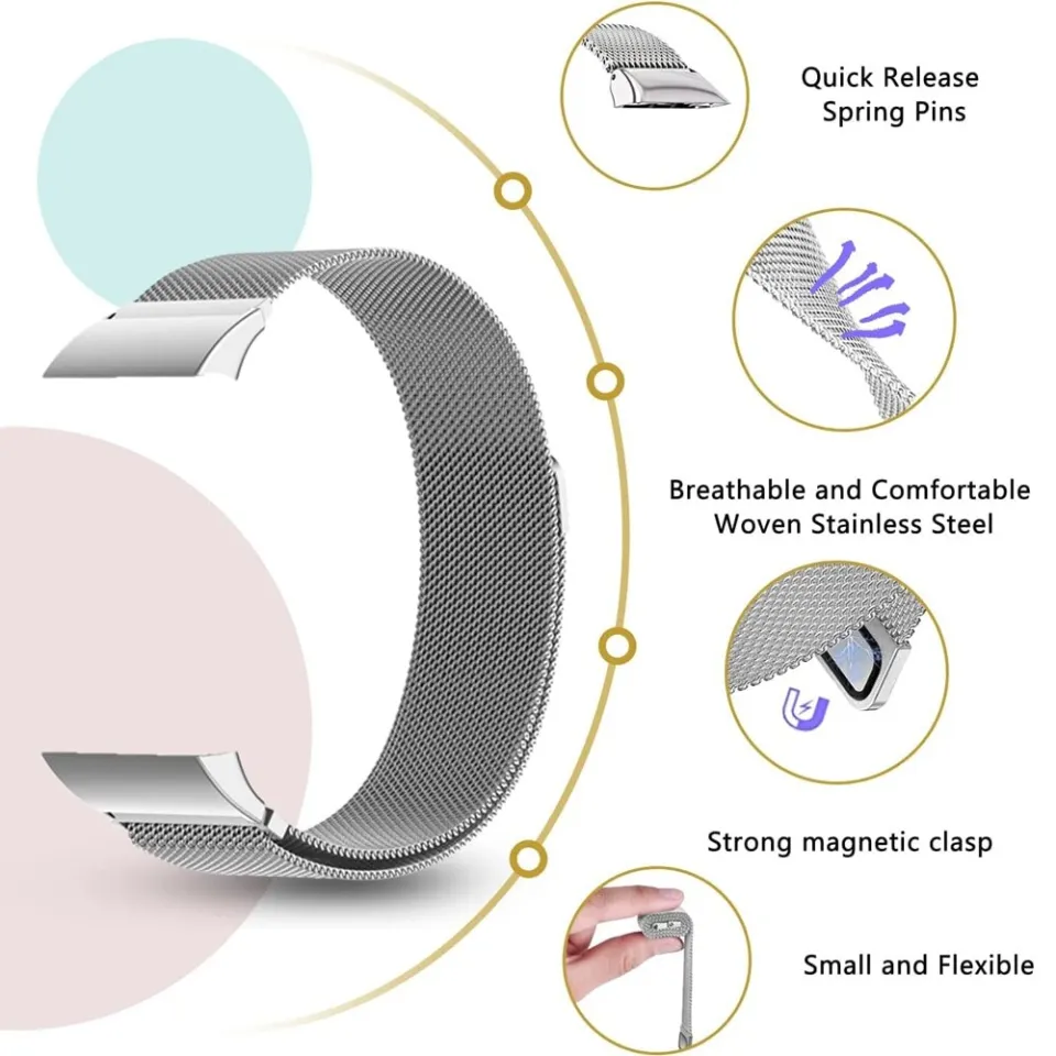 Milanese Loop Strap For Xiaomi Mi Band 7 6 5 4 stainless steel watch belt  Correa Miband4 Bracelet on mi band 4 6 5 3 7 pro Bands