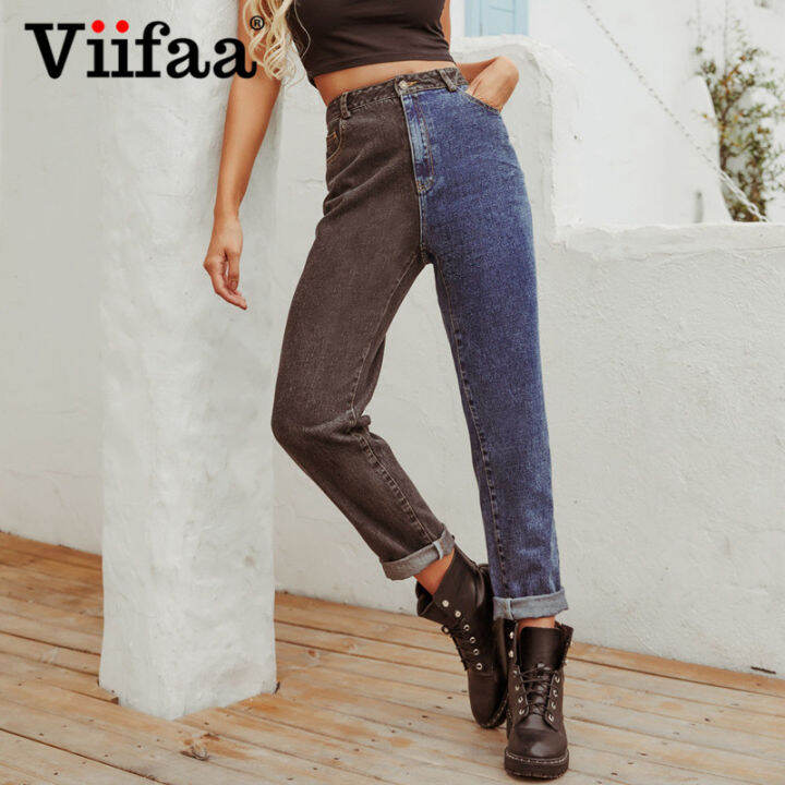 2021viifaa-black-and-blue-two-tone-high-waist-denim-jeans-for-women-2021-zipper-fly-casual-ladies-straight-jeans