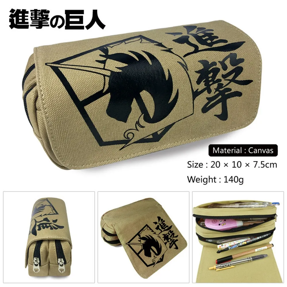 Attack On Titan Scout Regiment Canvas Pencil Case Student Pen Bag Casual Cartoon Makeup Bag Cosmetic Bag Zip Stationery Bags Lazada Ph