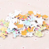 6colors Random Mixed dog Painted Wooden Buttons Decorative Buttons For Sewing Scrapbooking Crafts 30pcs 17x28mm Haberdashery