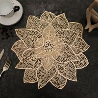 ☽♘◆ PVC Hollow Flower Leaves Non-slip Mats Kitchen Placemat Coaster Insulation Pad Dish Coffee Cup Table Mat Home Hotel Decor 51189