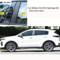 KLNU แถบประดับหน้าต่างพีซีคอลัมน์กลางกระจกสีดำสติกเกอร์รถ6ชิ้นสำหรับ KIA Sportage QL KX5 2016-2019อุปกรณ์เสริม