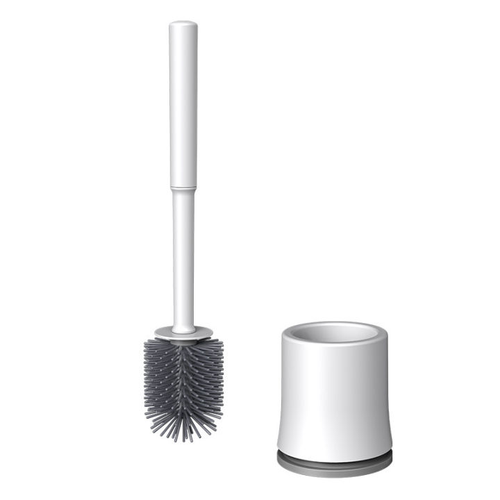 Silicone Bathroom Toilet Brush and Holder Set, with Non-Slip Long