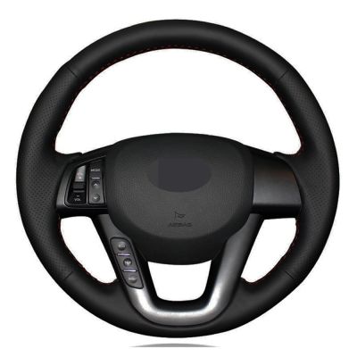 Car Steering Wheel Cover Hand-stitched Black Artificial Leather For Kia K5 Optima 2008 2009 2010 2011 2012 2013