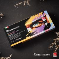 สีอะคริลิค ชุดสีอะคริลิค สีพาสเทล 12 สี 12 มล. สีอะคริลิคพาสเทล Renaissance จำนวน 1 กล่อง