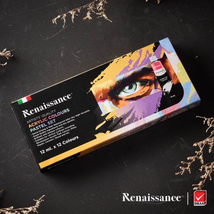 สีอะคริลิค-ชุดสีอะคริลิค-สีพาสเทล-12-สี-12-มล-สีอะคริลิคพาสเทล-renaissance-จำนวน-1-กล่อง